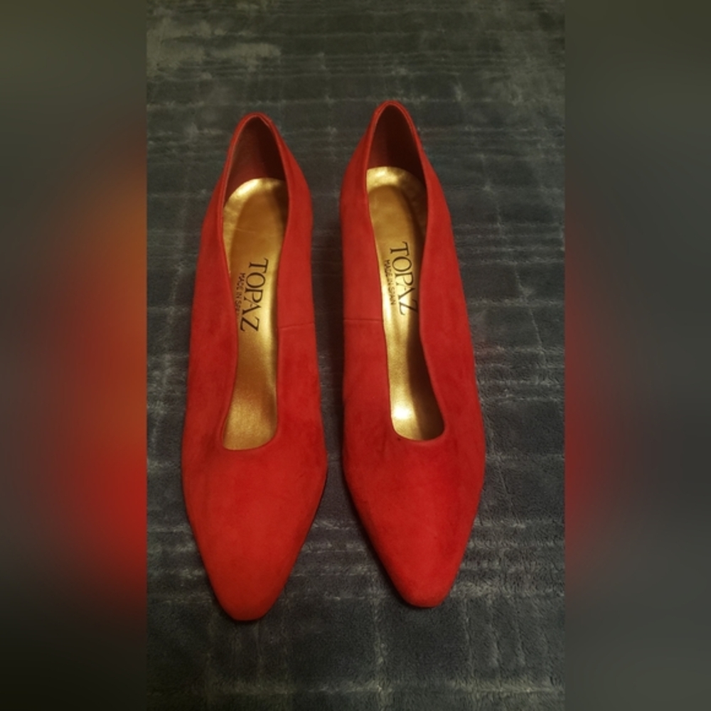 Topaz Red Suede Heels
